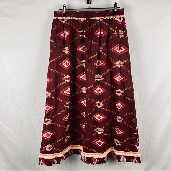 Beach Warrior Dresses & Skirts - Beach Warrior Maroon Boho Long Maxi Skirt Size 14
